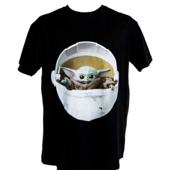 MANDALORIAN STAR WARS Mens T-Shirt SZ S The Child Black Graphic Disney Solo‎ - Picture 1 of 7